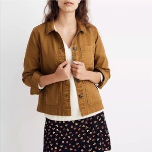 Madewell 100% Cotton Garment Dyed Ashwood Chore Coat in Dark Tobacco